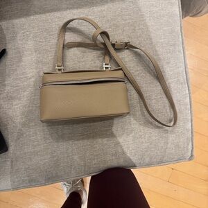 Loro Piana Pebbled Leather Crossbody in Taupe